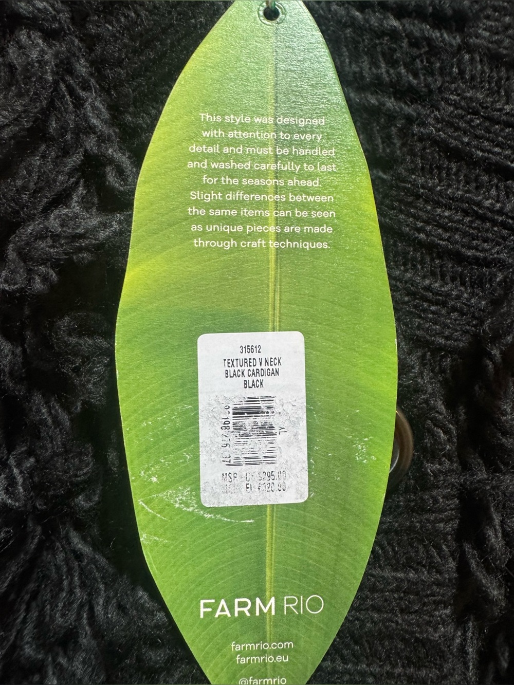 NWT Farm Rio Textured V-Neck Cardigan in Black Size XL - Picture 8 of 16